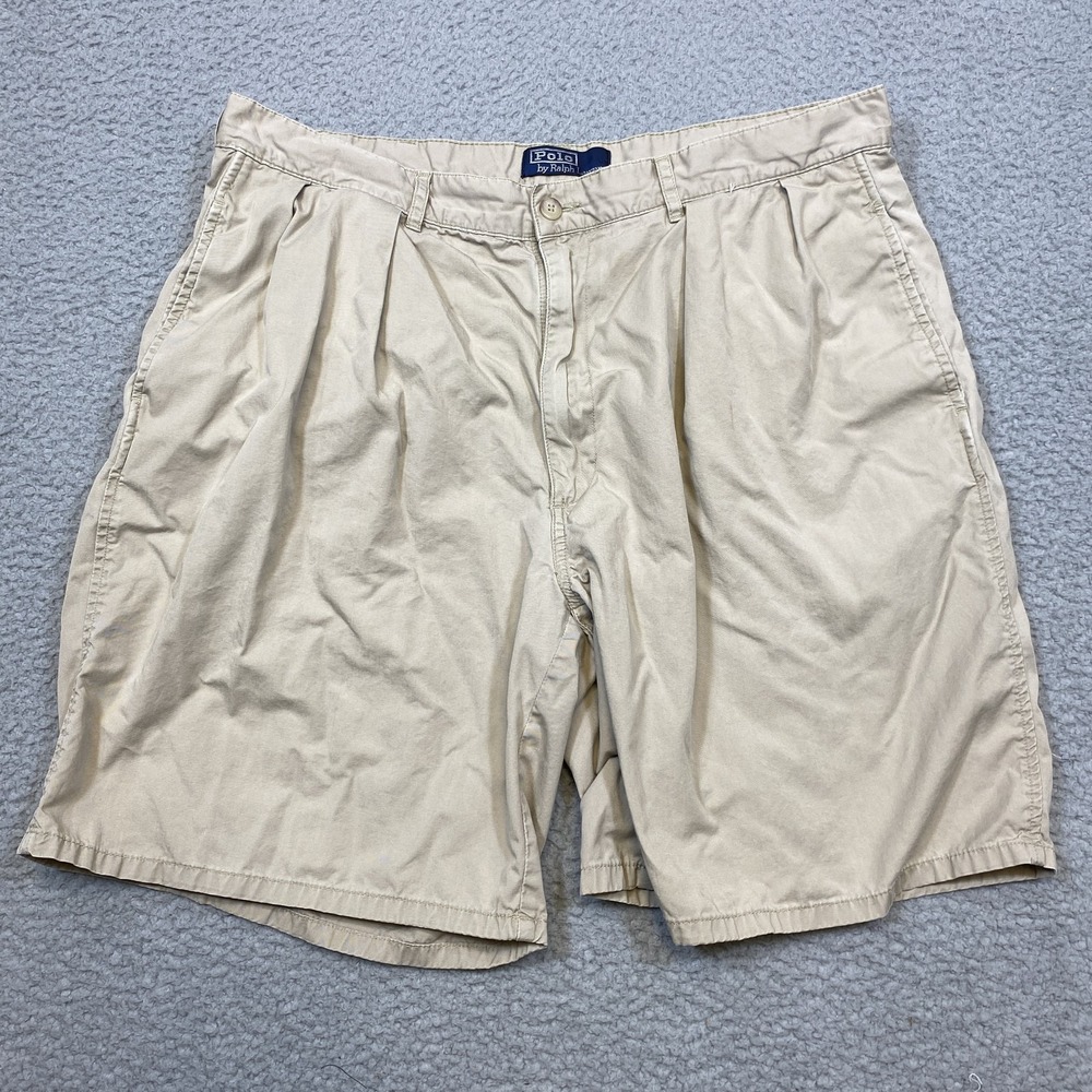 Polo Ralph Lauren Polo Chino Shorts Mens Large Khaki Pleated Classic 100% Cotton